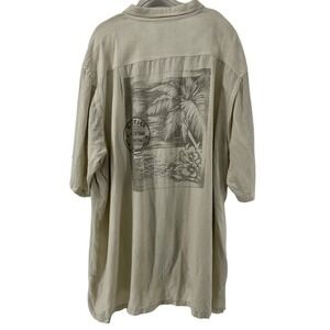 Nautica Linen Shirt Palm Tree Graphic Button Up Camp Shirt Tropical Vacation XXL